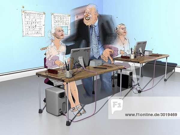 Businessman flirting with secretary