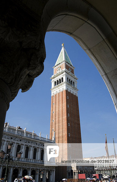 Italy  Venice  St. Marcus Square  Bell Tower seen through arch