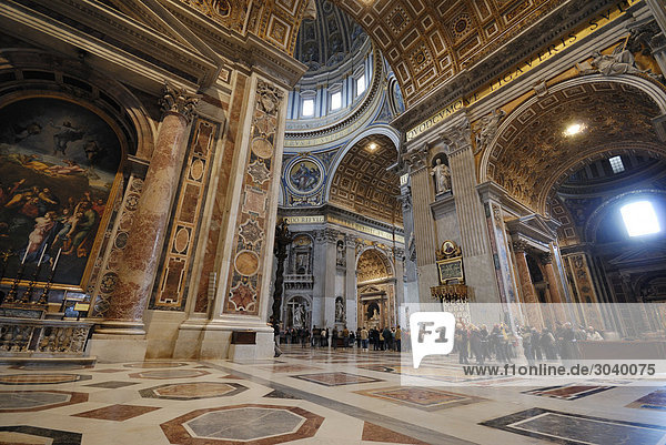 Interior view of St. Peters Basilica  Rome  Vatican City  wide-angle view