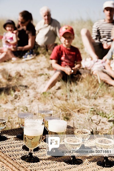 Eine Familie mit einem Picknick Schweden.