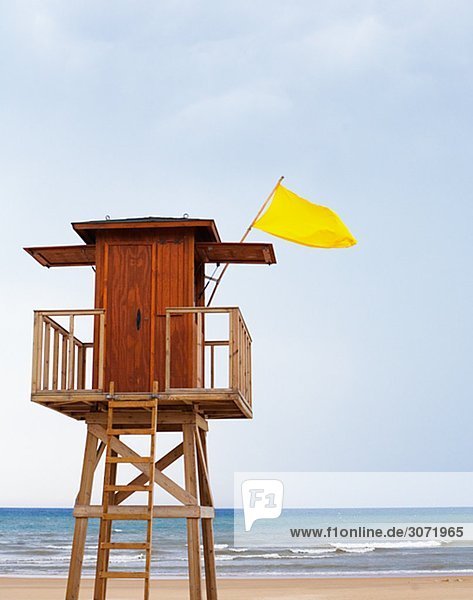 Lifeguard station on beach Spain.