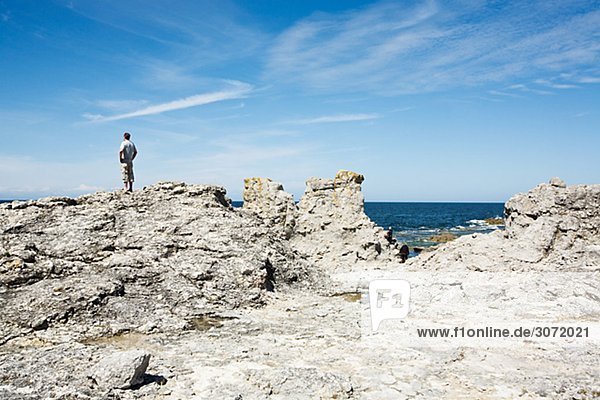 Raukgebiet auf der Insel Faro Gotland-Schweden.