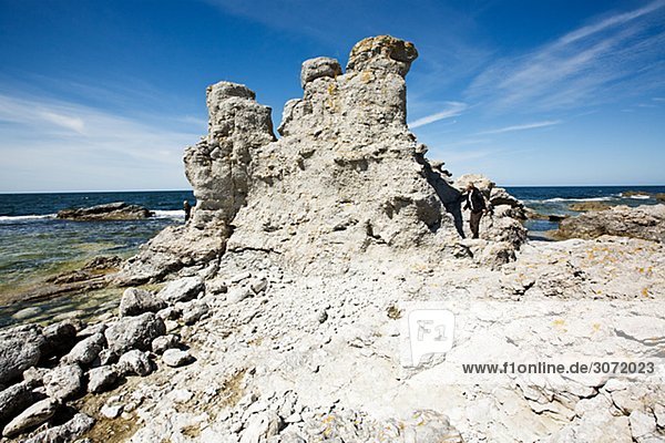 Raukgebiet auf der Insel Faro Gotland-Schweden.