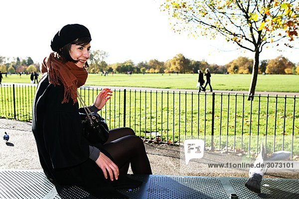 A woman in Hyde Park London Great Britain.