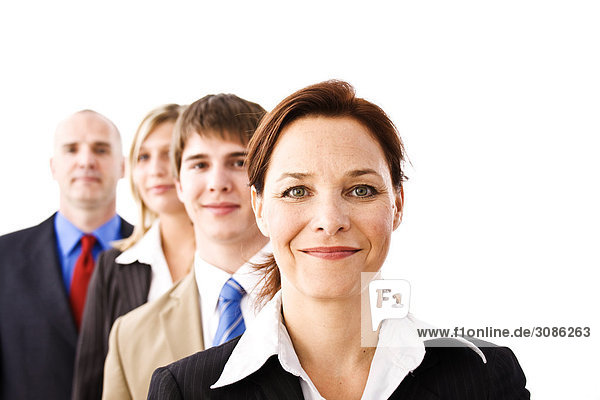 Business people standing in a row  front view  close-up