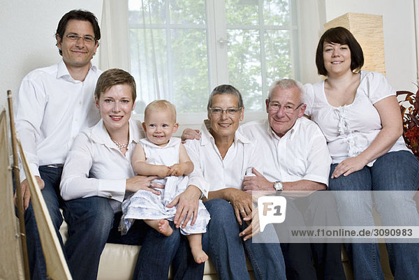 Formal portrait of a multi-generation family