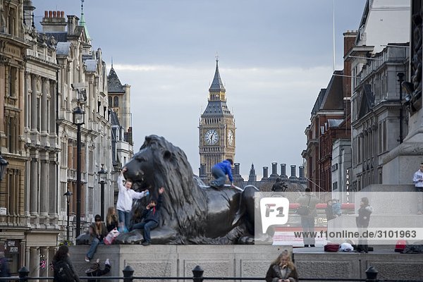 Trafalgar Square and Big Ben  London  England