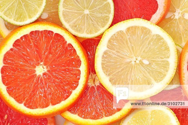 Grapefruit  Zitrone und Kalk Scheiben