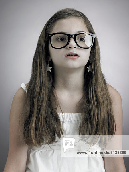 Portrait of a girl wearing glasses