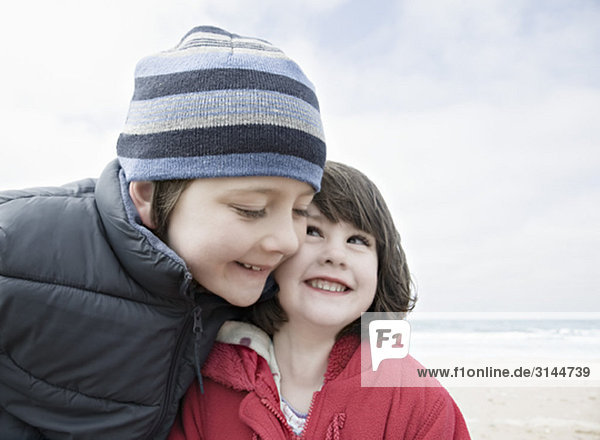 Boy & girl hugging