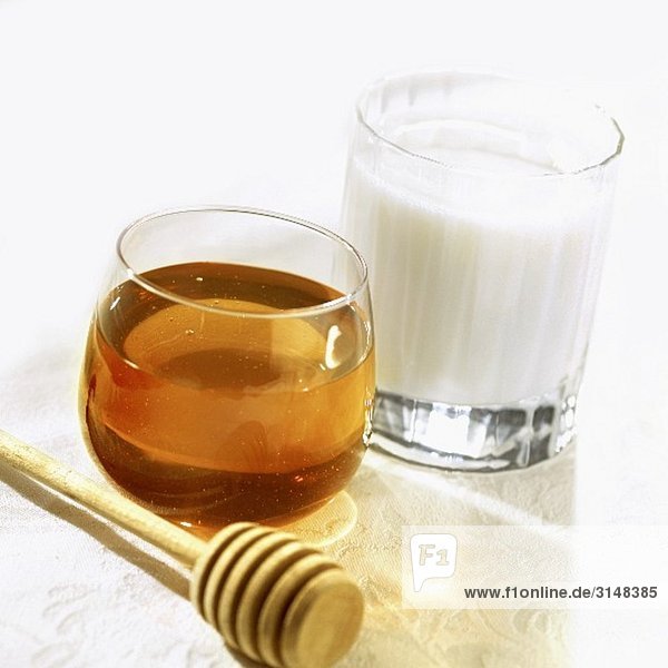 Honigglas  Honigheber und Milchglas