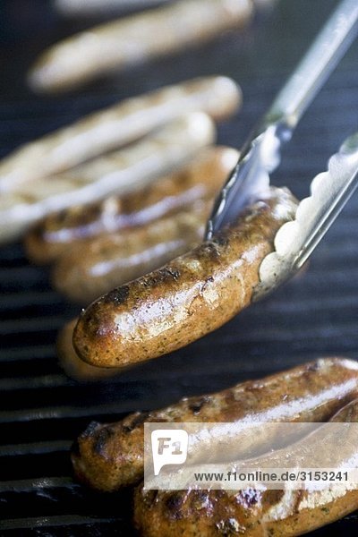 Sausages on a barbecue (close-up)