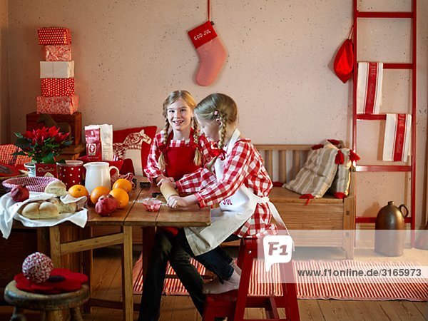 Children doing some baking for Christmas  Sweden.