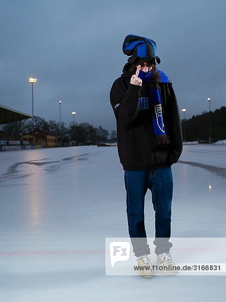 A sad and lonely young man on the ice Sweden.