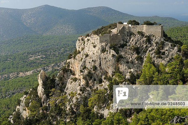 Festung in Monolithos  Rhodos  Griechenland  Vogelperspektive