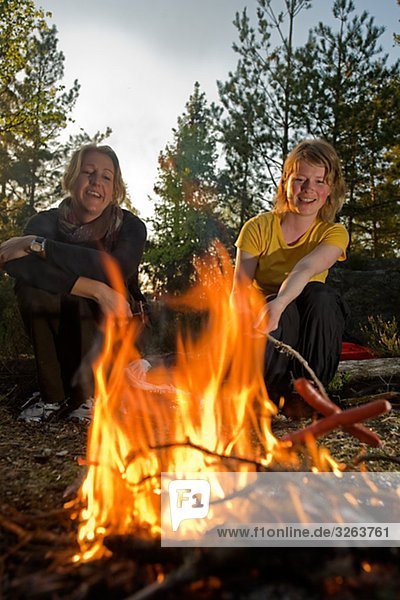 Two women during a walking-tour  Sweden.