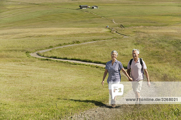 Italy  Seiseralm  Senior couple hiking