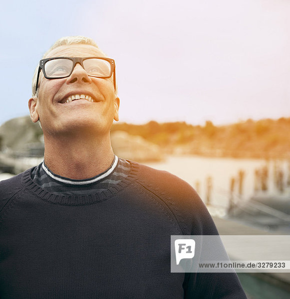 Middle aged man  portrait with flare
