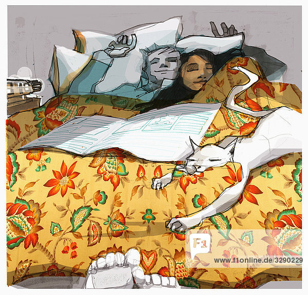 Entspanntes Paar im Bett