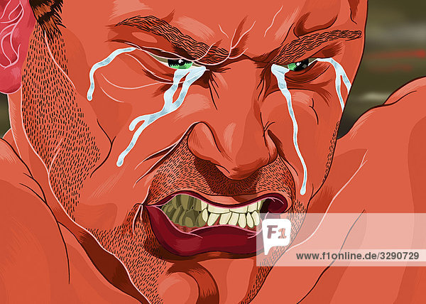 Wütender weinender Mann