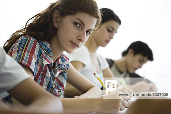 High school students busy with classwork
