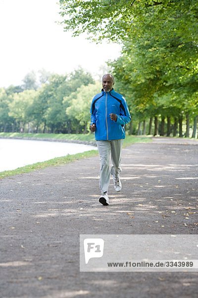 Senior man jogging  Sweden.
