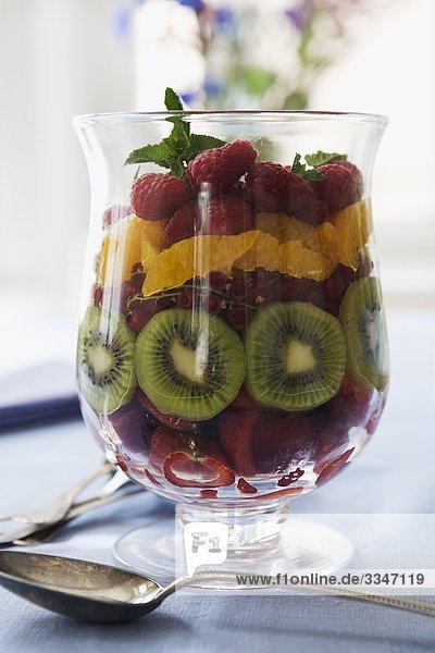 Fruit salad in a glass  Sweden.