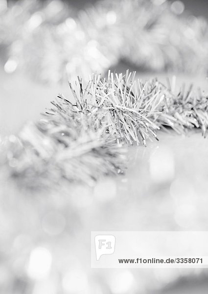 Closeup on Christmas tree tinsel