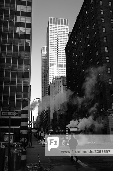Winter  Dampf  3rd Avenue  Midtown  Manhattan  New York  USA  Verkehr  Straße  Stadt  Reisen  American  urban