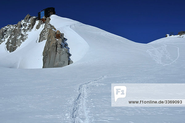 Frankreich  schlagen Savoie  Chamonix  Eis  Schnee  Gletscher  Sport  Berg  Ski  Skitour  Montblanc  Europa  Frankreich  Hütte  Hütte  Haut Route