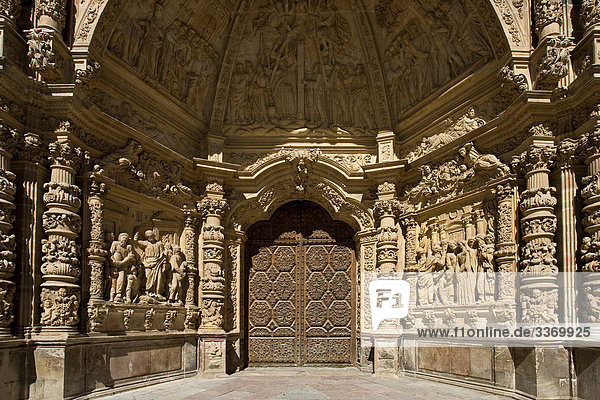 Spanien  Kastilien und Leon  Astorga  Kathedrale  Gate  Tür  Eingang  Detail  Urlaub  Reisen