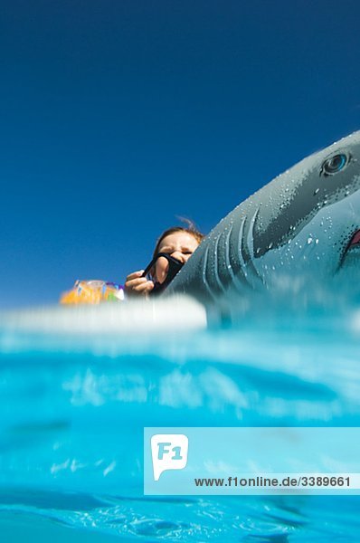 Girl bathing in turquoise water  Egypt.
