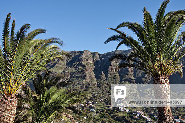 Blick auf Valle Gran Rey  La Gomera  Spanien  Erhöhte Ansicht