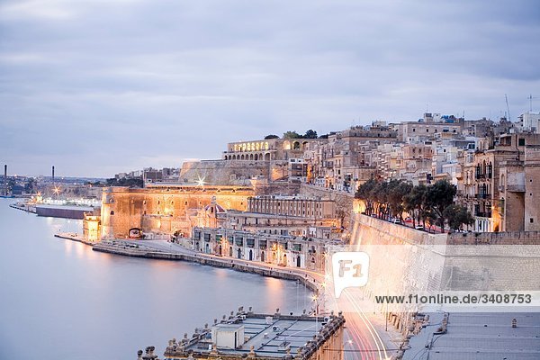 View from the Lower Barracca Gardens  Valletta  Malta  Europe