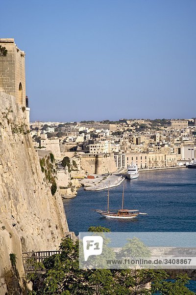 Blick auf Cospicua  Vittoriosa und Senglea (Drei Städte)  Malta  Erhöhte Ansicht