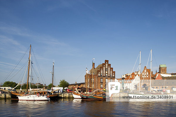 Boats in the old harbour of Wismar  Germany