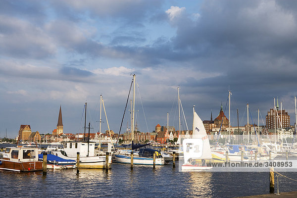 Sailing boats on the Wanow river  Rostock  Germany