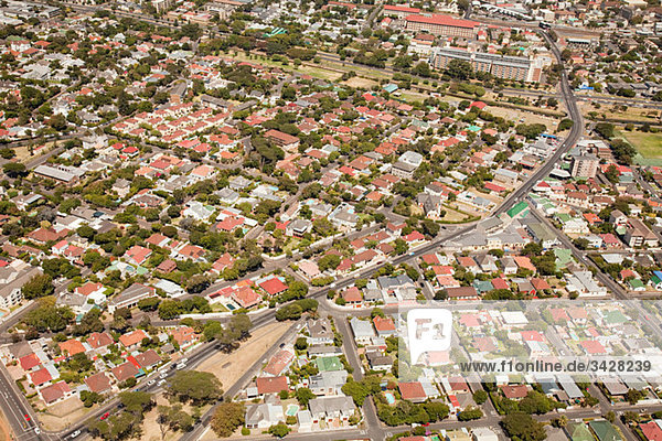 Aerial view of cape town suburb