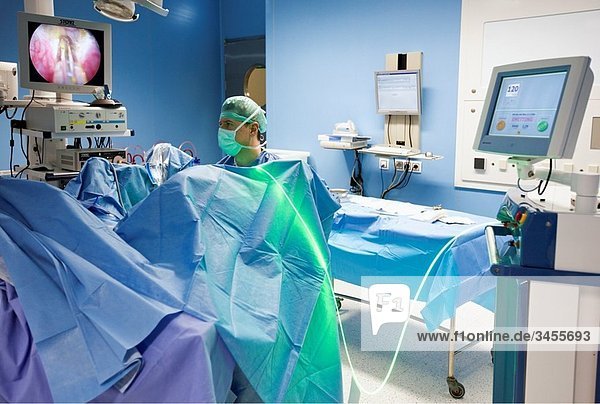 Prostate surgery using a green laser  urology. Hospital Policlinica Gipuzkoa  San Sebastian  Donostia  Euskadi  Spain