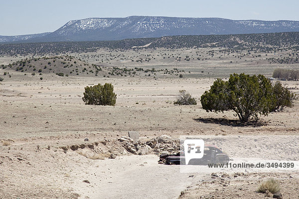 Autowrack in New Mexico,  USA,  Erhöhte Ansicht