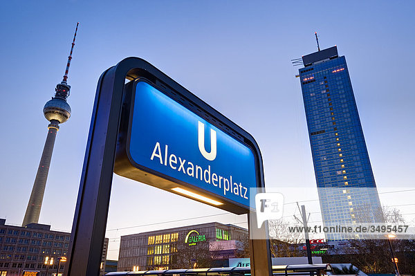 Subway sign  Alexanderplatz  Berlin  Germany  low angle view