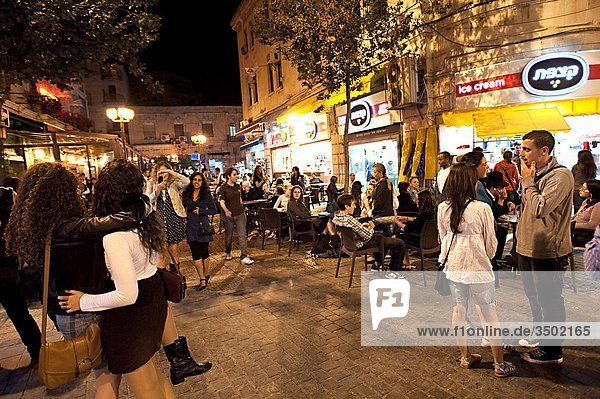 Israel  Jerusalem  Ben Yehuda Street Nachtleben