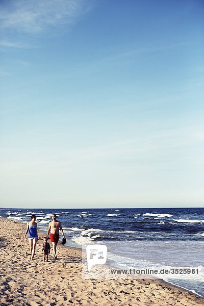 gehen Strand Junge - Person Menschliche Eltern