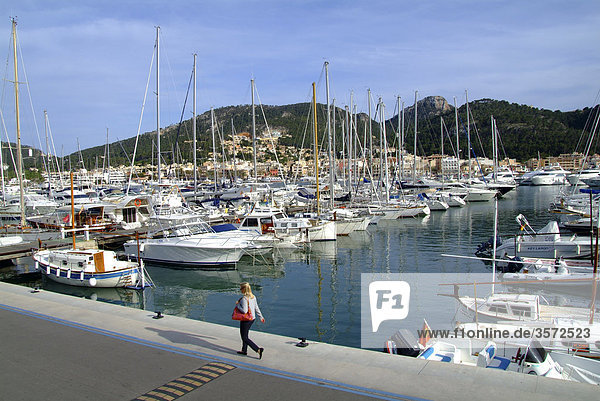 Sailing boats in marina  Puerto de Andraitx  Mallorca  Spain  Europe