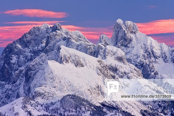 Gosaukamm and Bischofsmuetze at dusk Austria
