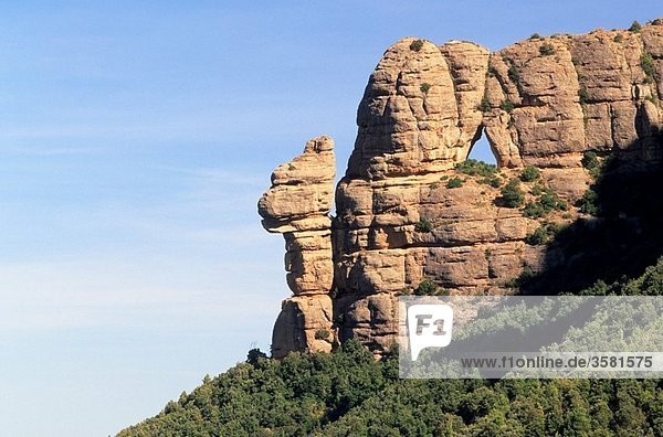 La Cadireta and Roca Foradada  Natural Park of Montserrat mountain  Barcelona  Spain