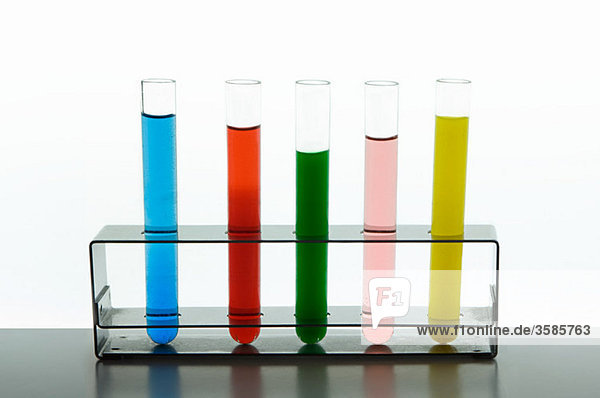Colored liquids in test tubes