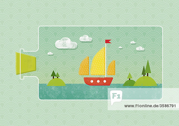Miniature ship in bottle