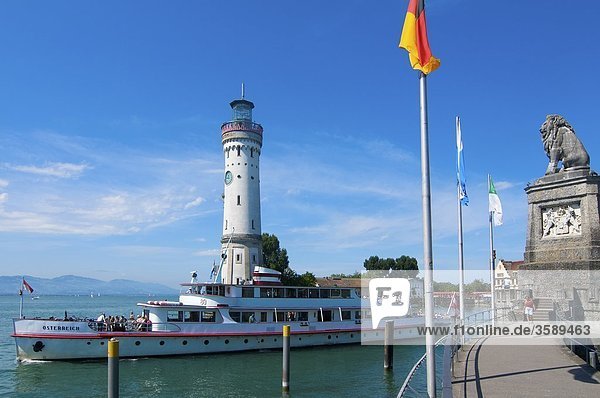 Pleasure boat  Lake Constance  Lindau  Bavaria  Germany  Europe