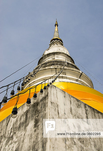 Tempel Wat Phra Singh  Chiang Mai  Thailand  Froschperspektive